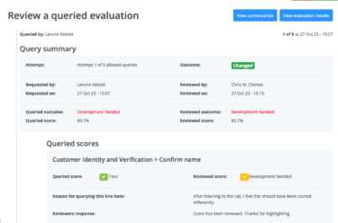 Quality Assurance Agent Engagement queried evaluation