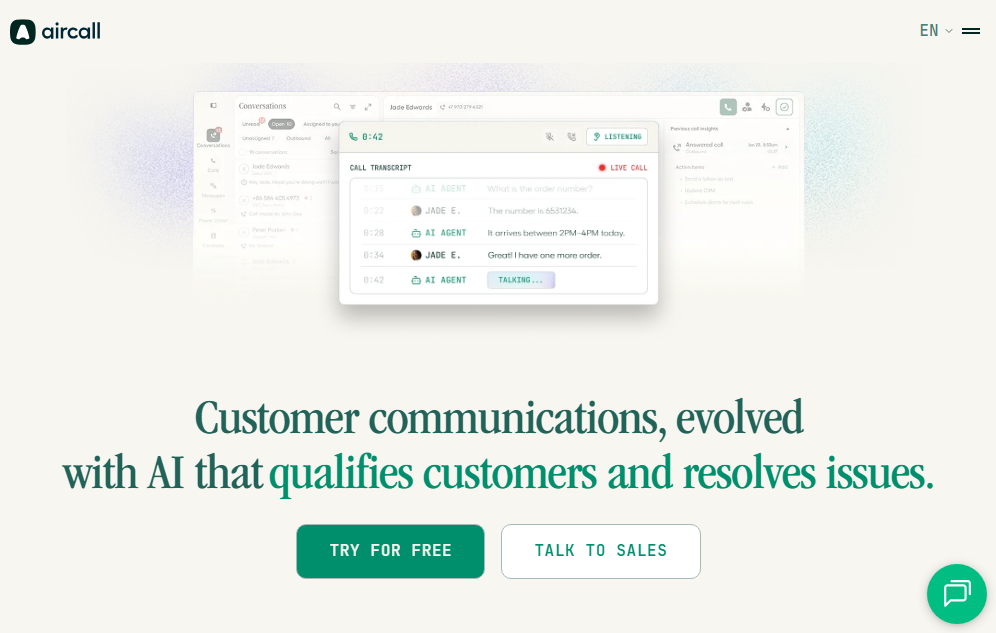 4. Aircall, Best Alternative for Small Sales and Support Teams That Need to Be Live in a Day