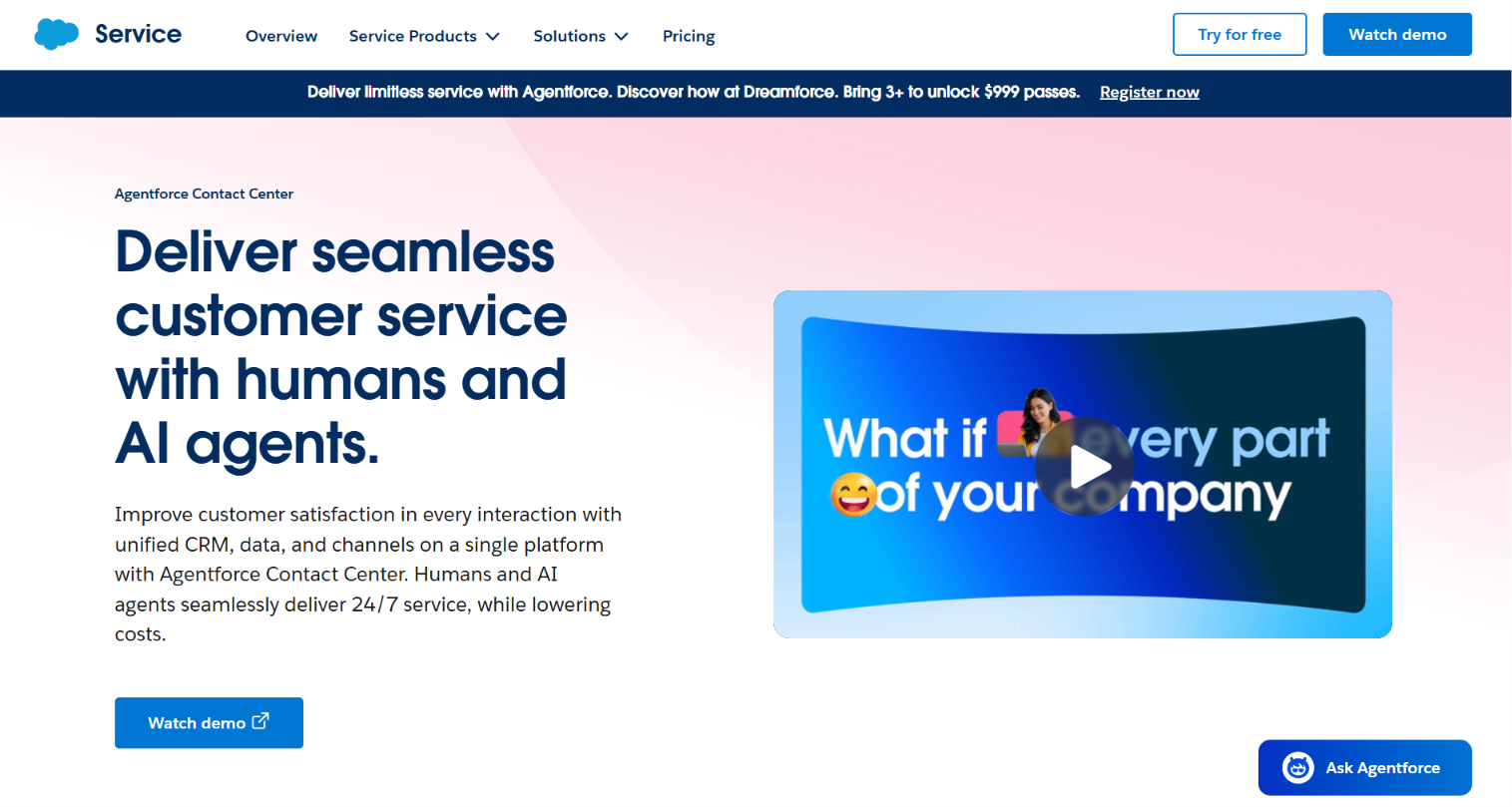 4. Salesforce Agentforce Contact Center — Best Alternative for Salesforce-First Organizations