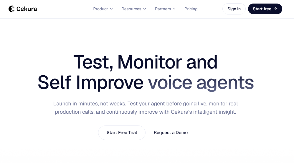 4. Cekura — Best Alternative for Accessible Full-Lifecycle Voice Agent QA