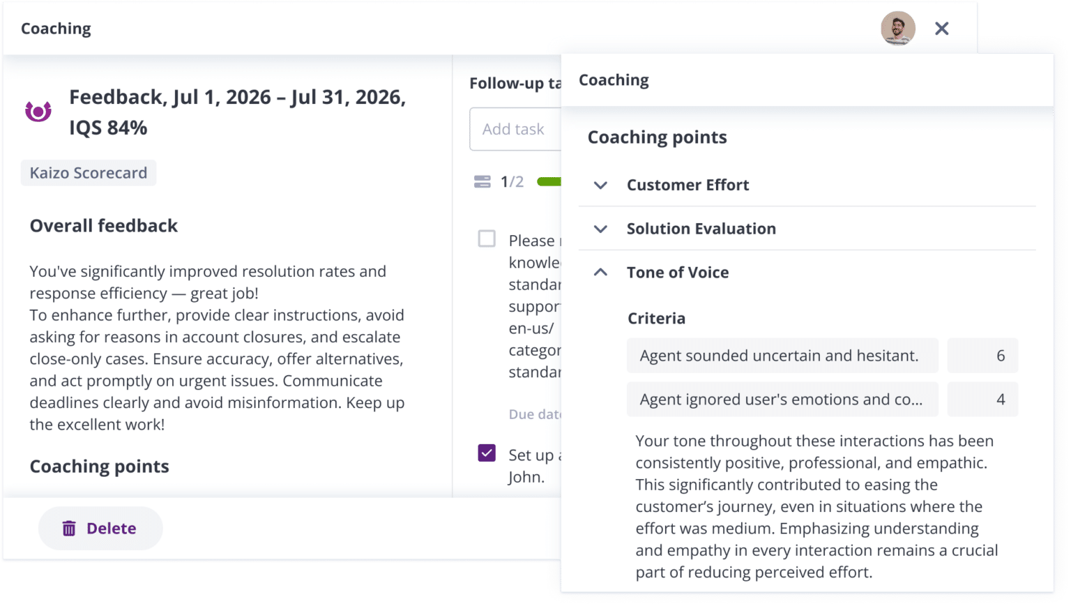 From scores to coaching: closing the loop
