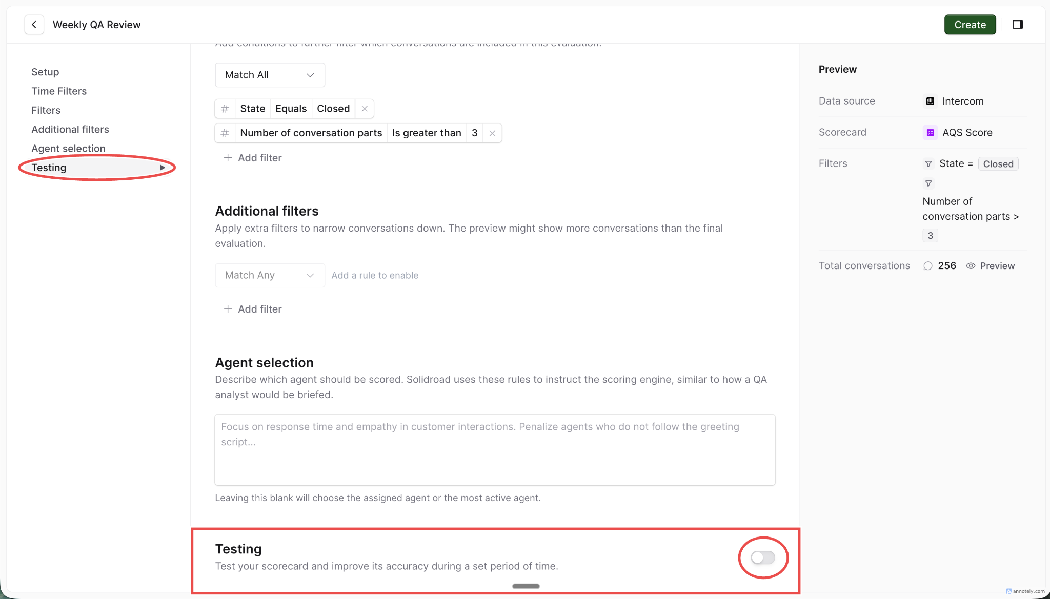 QA Automation: Solidroad scores every interaction automatically using a custom AI model trained on your own data.