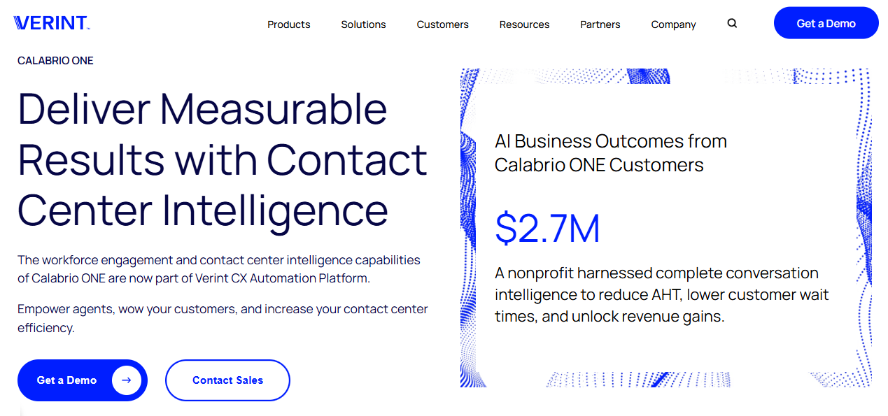 2. Calabrio ONE - Best Alternative for Enterprise Contact Centers Needing Integrated WFM + QM